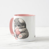 Mopshondje met Roze Garengaren Mok (Voorkant links)