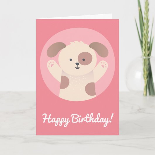 Mopshondje - Verjaardagskaart voor kinderen, met e Kaart (Voorkant)