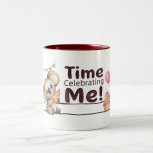 Mopshoofd Koala Verjaardag Custom Naam Koffiemok Tweekleurige Koffiemok