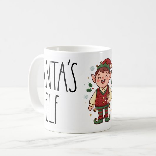 Mopshoofdas Kerst Elf Kerstmoker Koffiemok (Voorkant links)