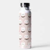 Mopshoofdje Roze Stippenpatroon Monogram Waterfles (Links)