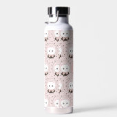 Mopshoofdje Roze Stippenpatroon Monogram Waterfles (Rechts)