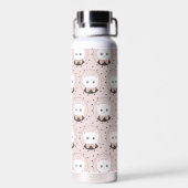 Mopshoofdje Roze Stippenpatroon Monogram Waterfles (Achterkant)