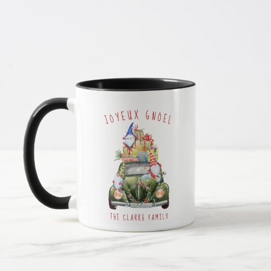 Mopshoofdjes Vintage Auto Kerst Mok (Links)