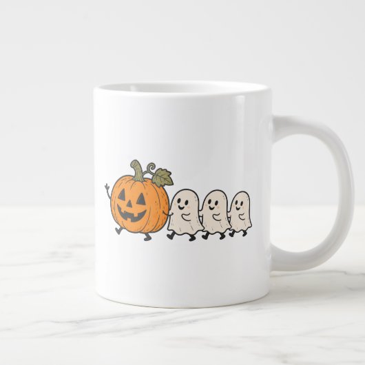 Mopshulpjesoptocht Halloween Pompoen Mok (Rechts)