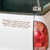 Moraal vs. Religie Bumpersticker (Op Truck)
