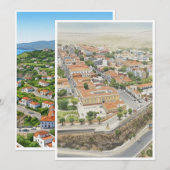 Morabeza Creations – Sunlit Hilltop Town Cityscape Bedankkaart (Voorkant / Achterkant)