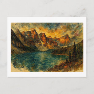 Moraine Lake bij zonsondergang,  Briefkaart
