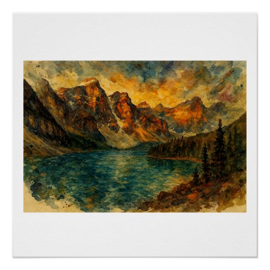 Moraine Lake bij zonsondergang,  Perfect Poster (Voorkant)