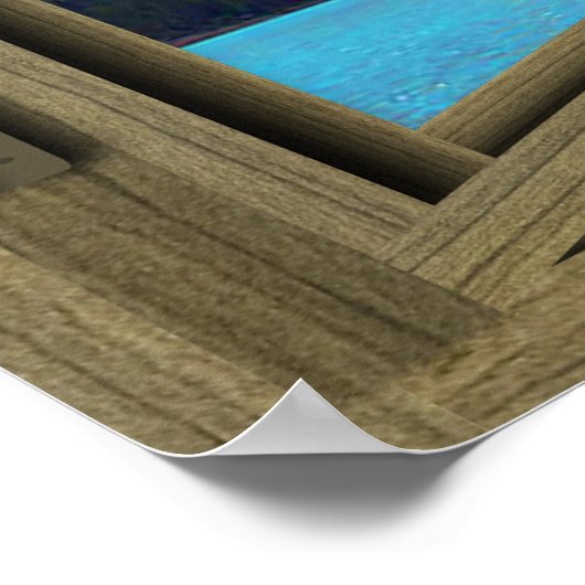 Moraine Lake Brown Wood 6 Pane Open Window Poster (Hoek)