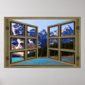 Moraine Lake Brown Wood 6 Pane Open Window Poster (Voorkant)