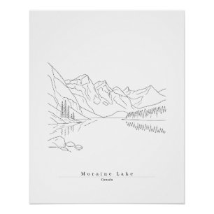 Moraine Lake Canada Minimalistische Lijnkunst Reis Perfect Poster