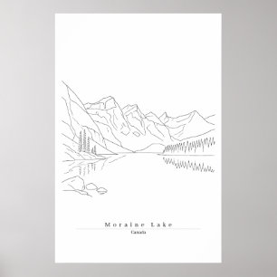 Moraine Lake Canada Minimalistische Lijnkunst Reis Poster