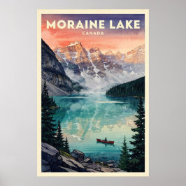 Moraine Lake Canada Reisposter in Vintage Stijl Poster