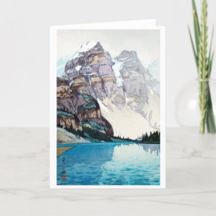 Moraine Lake, Hiroshi Yoshida, Woodcut Feestdagen Kaart