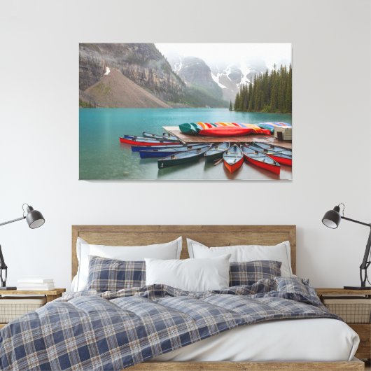 Moraine Lake kano's Canvas Afdruk (Insitu (Slaapkamer))