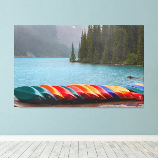 Moraine Lake kano's Canvas Afdruk (Insitu (Houten vloer))