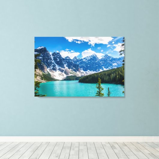 Moraine Lake, Nationaal Park Banff Canvas Afdruk (Insitu (Houten vloer))