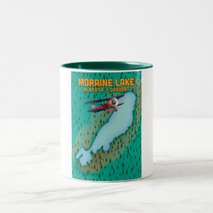 Moraine meer Alberta Canada Kaart Tweekleurige Koffiemok