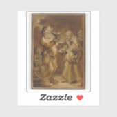 Moraliserende scène met een oude vrouw en een Man Sticker (Vel)
