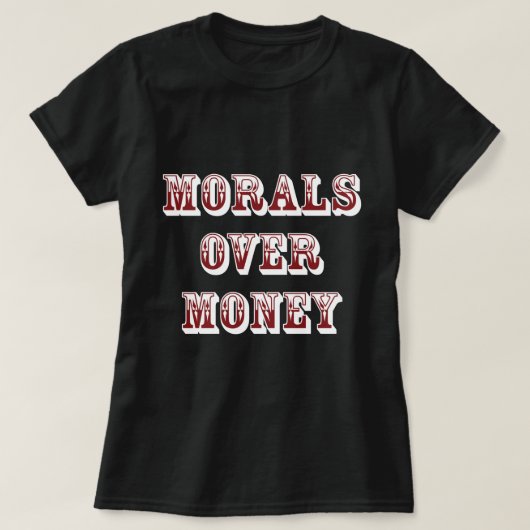 Morals over geld donker t-shirt (Design voorkant)