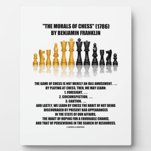 Morals van Chess Benjamin Franklin reflecterende C Fotoplaat (Voorkant)