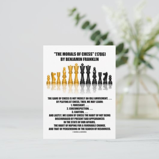 Morals van Chess Benjamin Franklin reflecterende C Kaart (Staand voorkant)