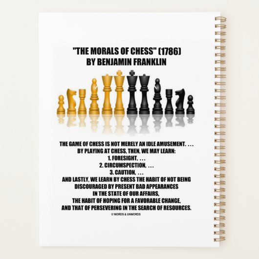 Morals van Chess Benjamin Franklin reflecterende C Planner (Achterkant)