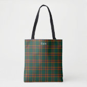 Moran Clan Tartan Donker Groen Plaid Monogram Tote Bag (Voorkant)