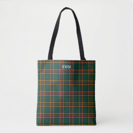 Moran Clan Tartan Donker Groen Plaid Monogram Tote Bag