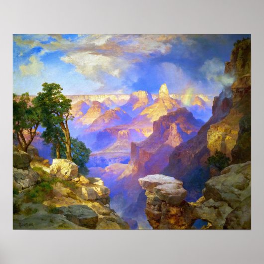Moran - Grand Canyon met regenboog Poster (Voorkant)