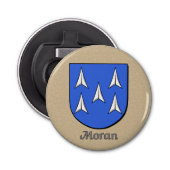 Moran Heraldic Arms op perkament stijl terug Button Flesopener (Voorkant)