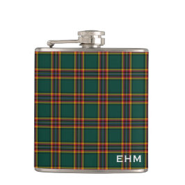 Moran Tartan Monogram Donkergroen Plaid Heupfles