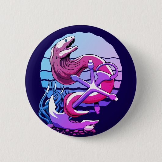 Moray Eel en anker Ronde Button 5,7 Cm (Voorkant)