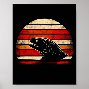 Moray Eel Sunset Retro Style Safari  70s Fi Poster