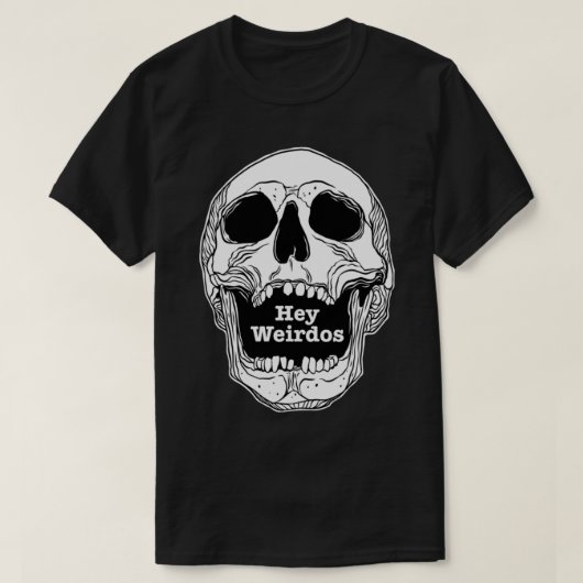 Morbid Podcast. Weirdos skull T-shirt (Design voorkant)