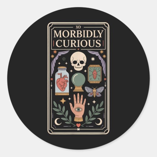 Morbide Curious Oddities Shirt Gothic Witchy Vibe Ronde Sticker (Voorkant)