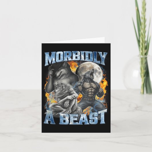 Morbidly A Funny Cringe Alpha Werewolf Wolf Meme Kaart (Voorkant)