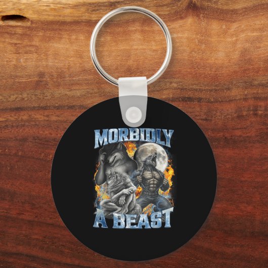 Morbidly A Funny Cringe Alpha Werewolf Wolf Meme  Sleutelhanger (Voorkant)