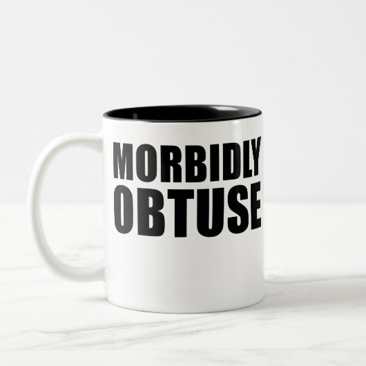 Morbidly Obtuse Novelty Funny Tweekleurige Koffiemok (Links)