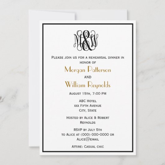 MorBlack Vine Script Monogram B&G DIY BG Repetitie Kaart (Voorkant)