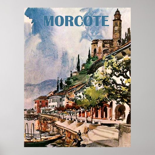 Morcote kustlijn, meer van Lugano, Zwitserland Poster (Voorkant)