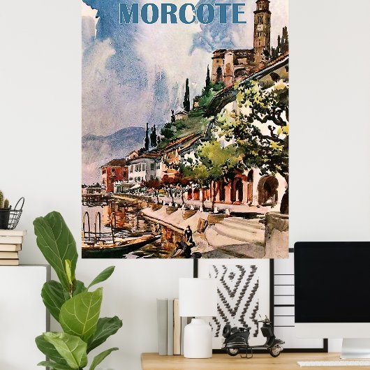 Morcote kustlijn, meer van Lugano, Zwitserland Poster (Thuiskantoor)