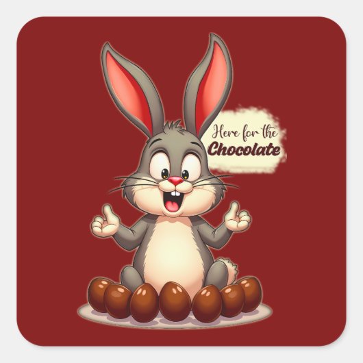 More Chocolate – Funny Easter Bunny - Autocolante Vierkante Sticker (Voorkant)