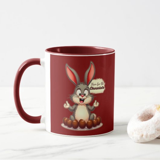 More Chocolate – Funny Easter Bunny - caneca Mok (Met donut)