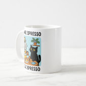 More Espresso Less Depresso Black Cat  Koffiemok (Voorkant links)