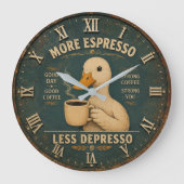 More Espresso Less Depresso Coffee Lover Grote Klok (Voorkant)