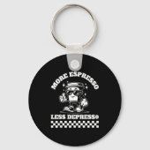 More Espresso Less Depresso Funny Coffee Lover Tee Sleutelhanger (Voorkant)