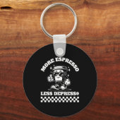 More Espresso Less Depresso Funny Coffee Lover Tee Sleutelhanger (Voorkant)