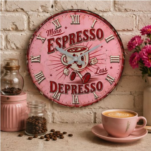 More Espresso Less Depresso Grote Klok